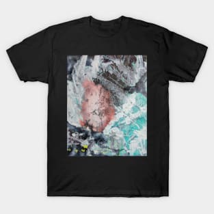White and Turquoise Abstract Paining T-Shirt